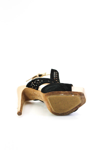 Aperlai Paris Women's High Heel Cut Out Platform Sandals Black Size 36.5