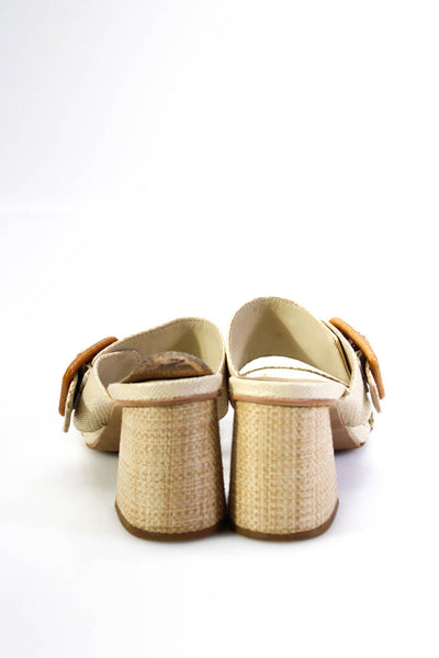 Dolce Vita Women's Square Toe Block Heel Canvas Mule Sandals Beige Size 6