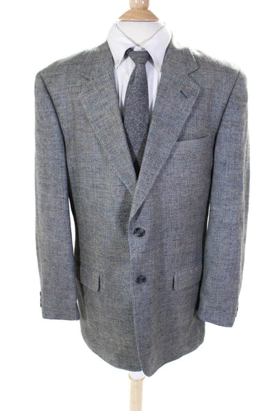 Norm Thompson Mens Silk Woven Notch Collar Two Button Suit Jacket Gray Size 42L