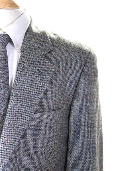 Norm Thompson Mens Silk Woven Notch Collar Two Button Suit Jacket Gray Size 42L