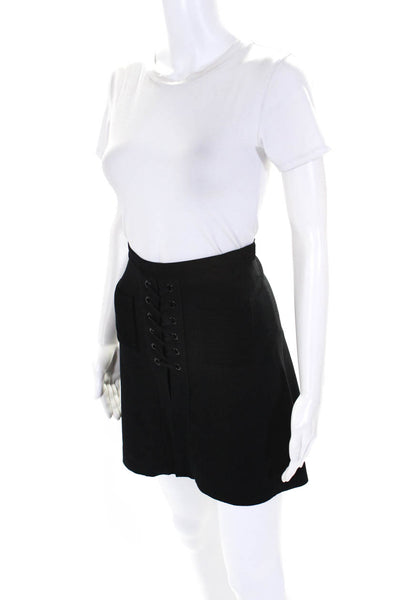 Sandro Women's Lace Up A-Line Patch Pocket Skirt Black Size 2