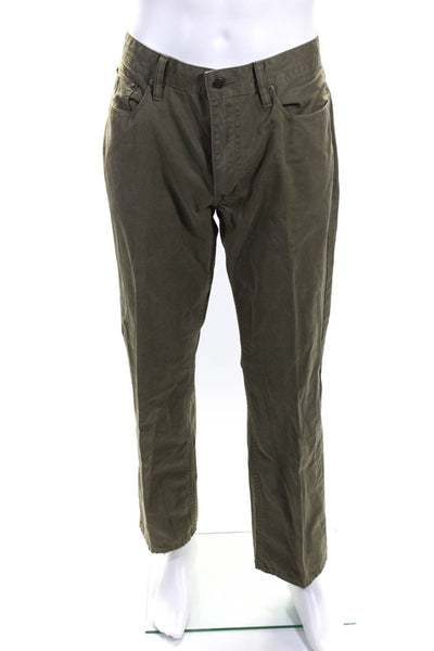 Polo Ralph Lauren Mens Cotton Buttoned Colored Straight Pants Green Size EUR34