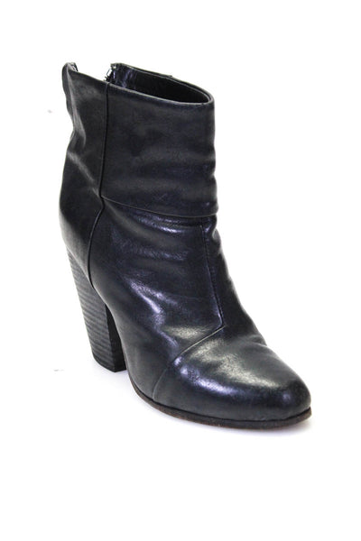 Rag & Bone Women's Leather Block Heel Ankle Booties Black Size 5