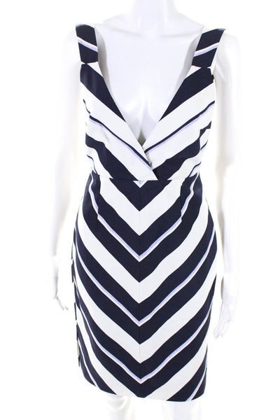 Finders Keepers Womens Striped Sheath Dress White Navy Blue Size Small