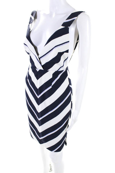 Finders Keepers Womens Striped Sheath Dress White Navy Blue Size Small