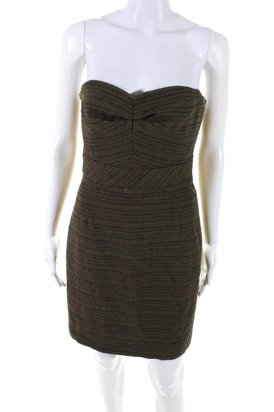 Trina Turk Womens Sweetheart Neck Strapless Dress Brown Black Cotton Size 2