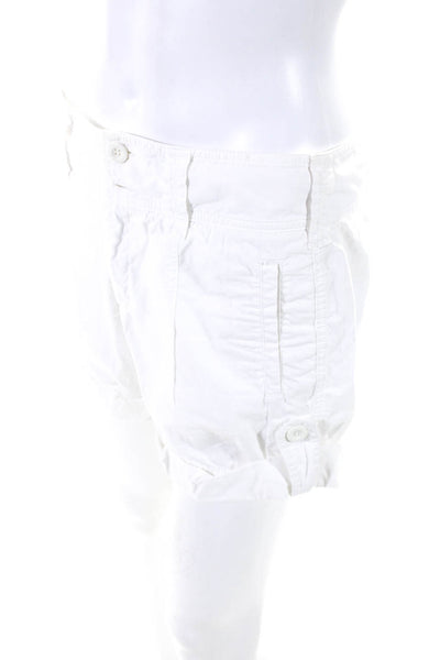 Vince Womens Cuffed Pleated Front Shorts White Cotton Size 4