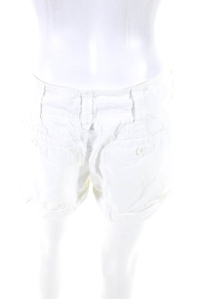 Vince Womens Cuffed Pleated Front Shorts White Cotton Size 4