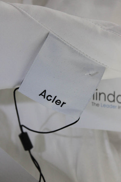 Acler Women's Long Sleeves Button Down Asymmetrical Midi Dress White Size 2