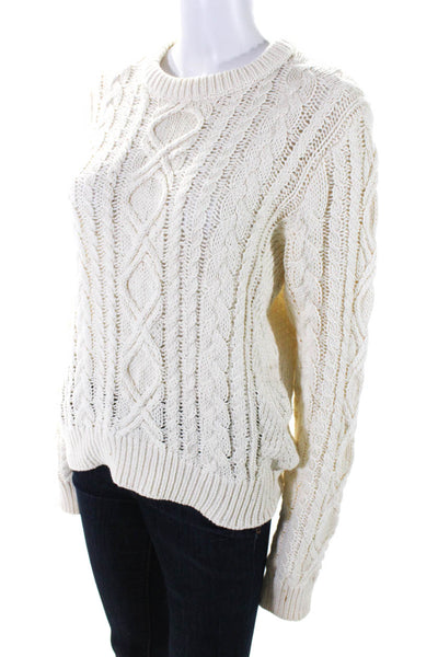 Denim & Supply By Ralph Lauren Womens Cable Knit Crew Neck Sweater White Size XL