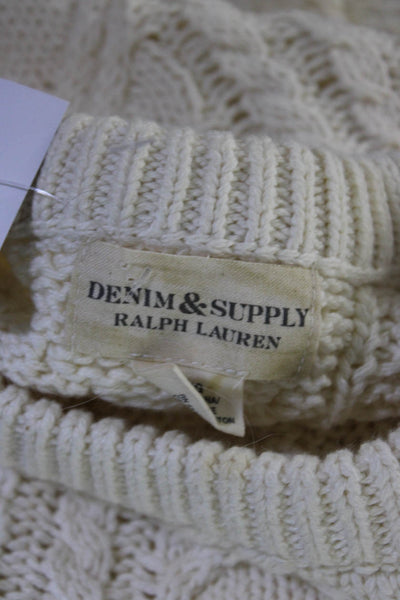 Denim & Supply By Ralph Lauren Womens Cable Knit Crew Neck Sweater White Size XL