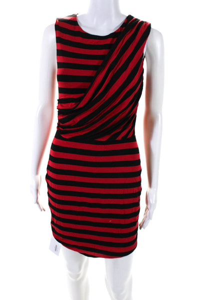 Bailey 44 Womens Sleeveless Crew Neck Striped Sheath Dress Red Black Size Small