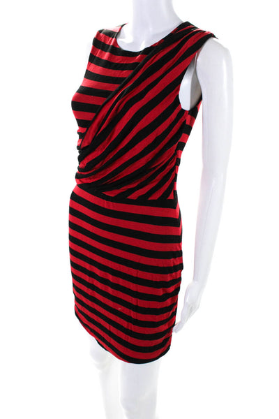 Bailey 44 Womens Sleeveless Crew Neck Striped Sheath Dress Red Black Size Small