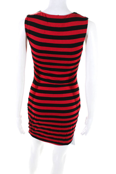 Bailey 44 Womens Sleeveless Crew Neck Striped Sheath Dress Red Black Size Small