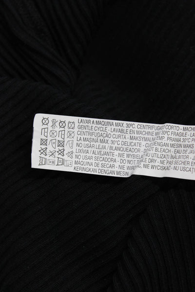 Zara Trafaluc Women's Cotton Short Sleeve Lace Up Blouse Black Size M