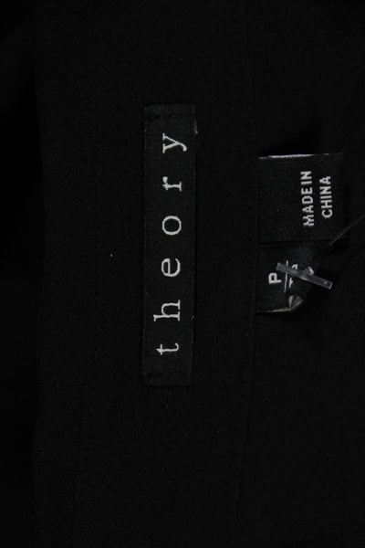 Theory Womens Silk Collared Sleeveless Hidden Placket Button Up Top Black Size P