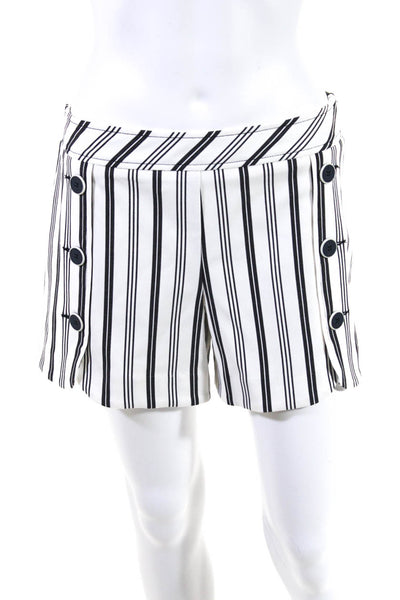 Trina Turk Womens Striped Buttoned High Rise Sailor Shorts White Black Size 4