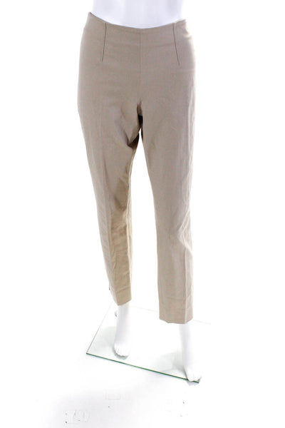 Theory Womens Cotton Darted Straight Leg Side Zipped Casual Pants Beige Size 8