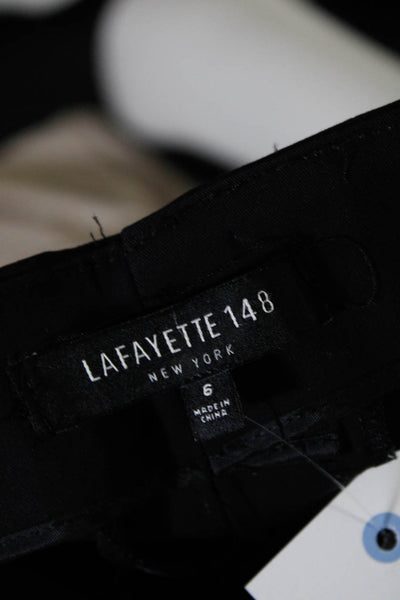 Lafayette 148 New York Women's Cotton Straight Leg Pleated Pants Black Size 6