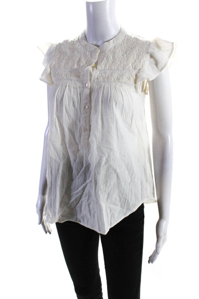 M.A.B.E. Anouk Grewald Women's Round Neck Sleeveless Blouse White Size XS