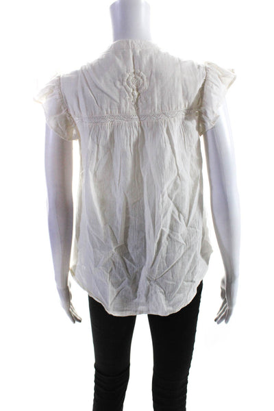 M.A.B.E. Anouk Grewald Women's Round Neck Sleeveless Blouse White Size XS