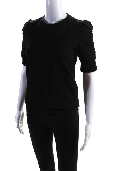 Walter Baker Women's Round Neck Short Sleeves Blouse Black Size XS