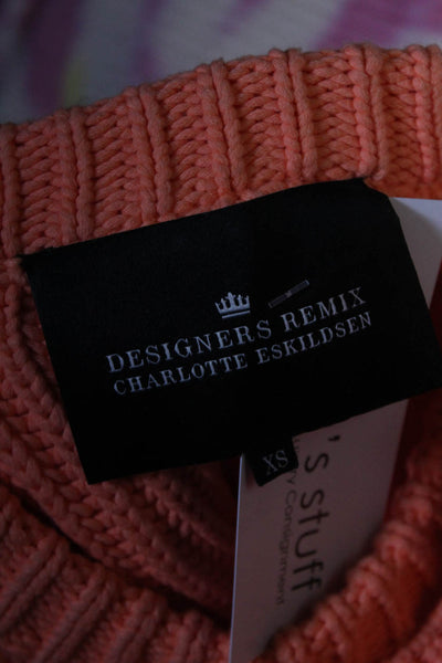 Designers Remix Charlotte Eskildsen Womens Rib Knit Sweater Top Orange Size XS