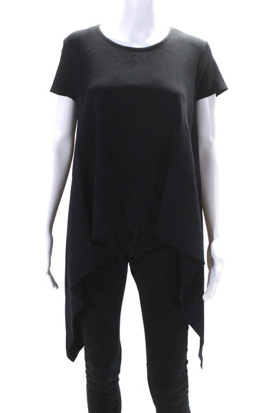 Stella McCartney Womens Knit Short Sleeve Long Sides Blouse Top Black Size 44