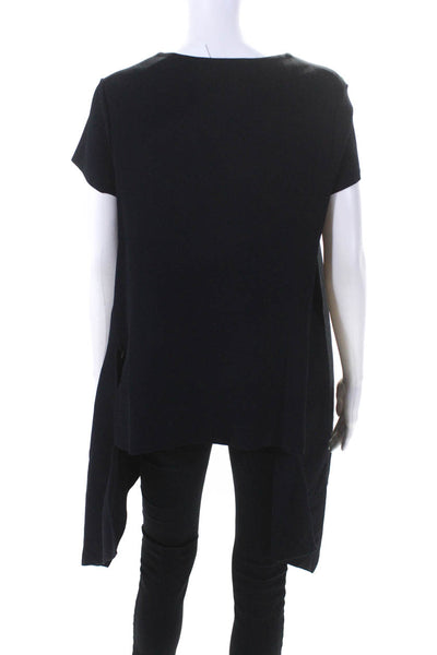 Stella McCartney Womens Knit Short Sleeve Long Sides Blouse Top Black Size 44