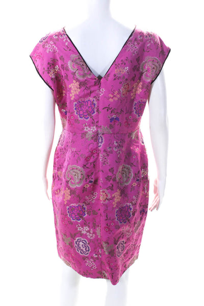 Etro Womens Sleeveless Round Neck Floral Knee Length Pencil Dress Pink Size 46