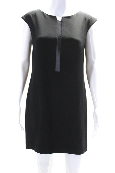 Cushnie Et Ochs Womens Silk Sheer Center Sleeveless Shift Dress Black Size 6
