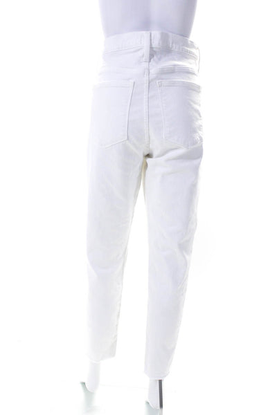 J Crew Women's High Rise Ankle Fray Skinny Jeans White Size 32