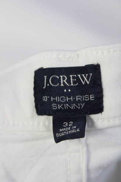 J Crew Women's High Rise Ankle Fray Skinny Jeans White Size 32