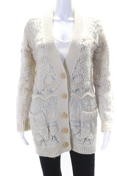 Zadig & Voltaire Women's Long Sleeves Button Down Cardigan Sweater Ivory Size S