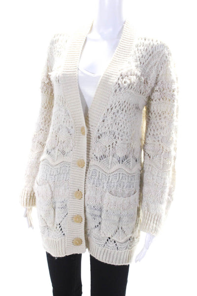 Zadig & Voltaire Women's Long Sleeves Button Down Cardigan Sweater Ivory Size S
