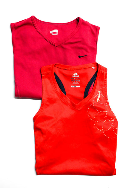 Nike Adidas Womens Sleeveless Athletic Tops Shirts Pink Size M Lot 2
