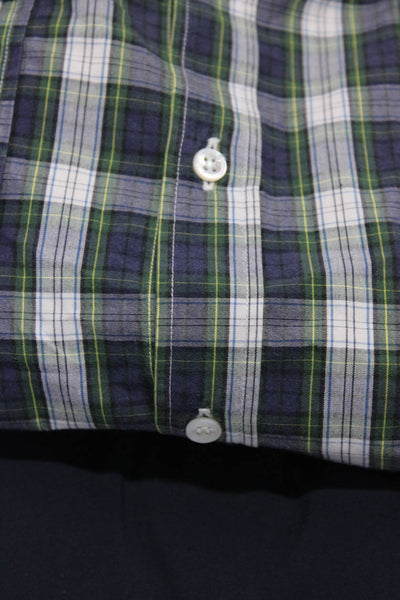 Descente Michael Bastian Mens Plaid Buttoned Collar Tops Blue Size M 40 Lot 2