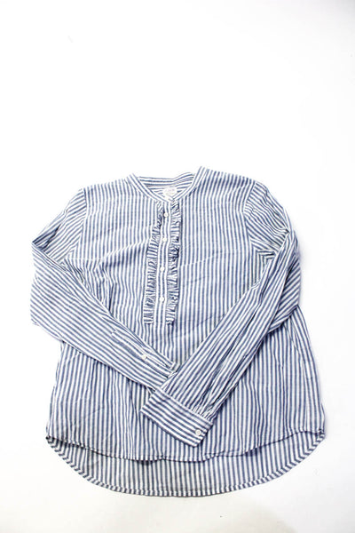 J Crew LRL Lauren Jeans Co Womens Striped Blouse Flannel Blue Green Size L Lot 2