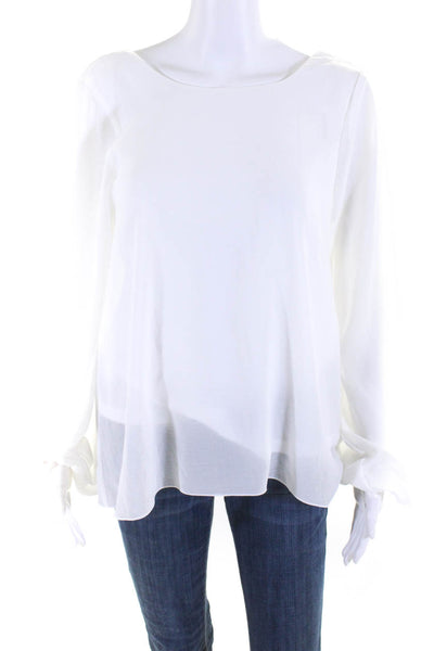 Show Me Your Mumu Womens Chiffon Long Sleeve Scoop Neck Blouse Top White Size S