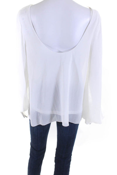 Show Me Your Mumu Womens Chiffon Long Sleeve Scoop Neck Blouse Top White Size S