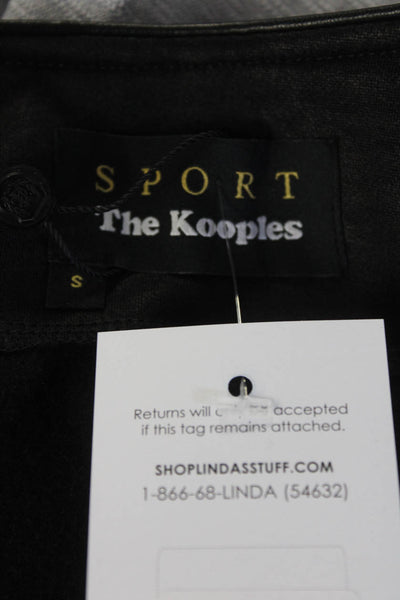 Sport The Kooples Womens Quilted Sleeves Zip Up Lightweight Jacket Black Size S