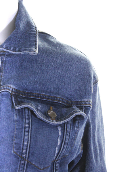 Joes x Taylor Hill Womens Button Up Collared Cut Off Jean Jacket Blue Size XS