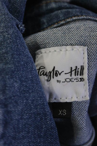 Joes x Taylor Hill Womens Button Up Collared Cut Off Jean Jacket Blue Size XS