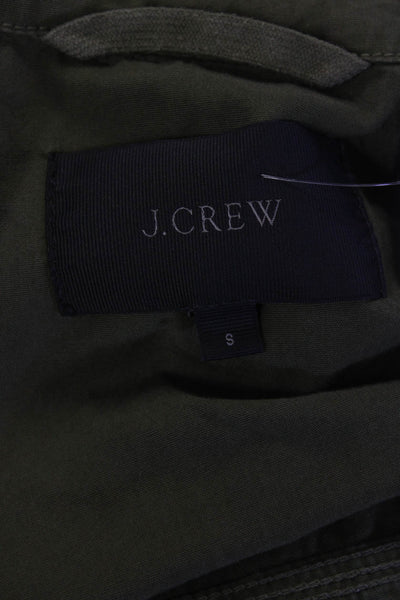 J Crew Womens Canvas Cotton Cargo Pockets Zip Up Jacket Olive Green Size S