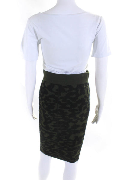 Faith Connexion Womens Elastic Waist Knit Camo Mini Skirt Green Black Size Small