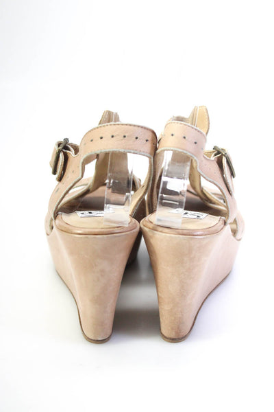 CO OP Barneys New York Womens Ankle Strap Wedge Sandals Beige Size 40 10