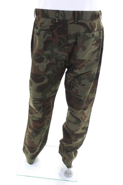 J Crew Men's Camouflage Print Straight Leg Patch Pocket Jeans Green Size 33