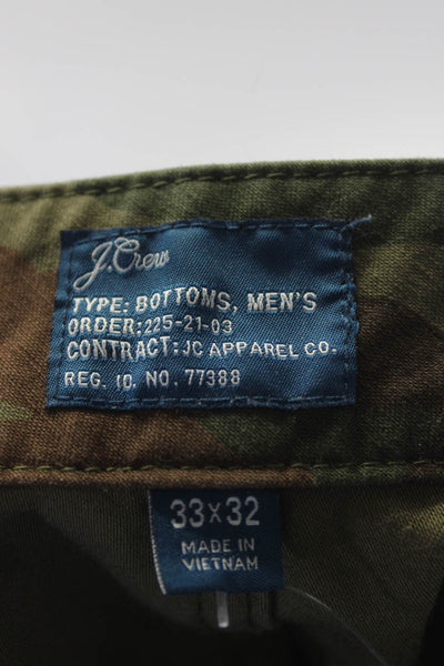J Crew Men's Camouflage Print Straight Leg Patch Pocket Jeans Green Size 33