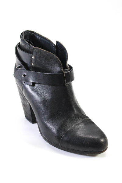 Rag & Bone Womens Leather Buckled Cone High Heeled Ankle Booties Black Size 7