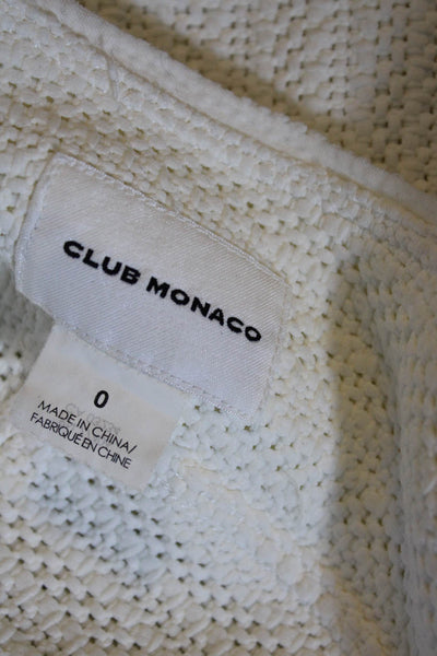 Club Monaco Womens Woven Full Zipper Cardigan Sweater White Size 0